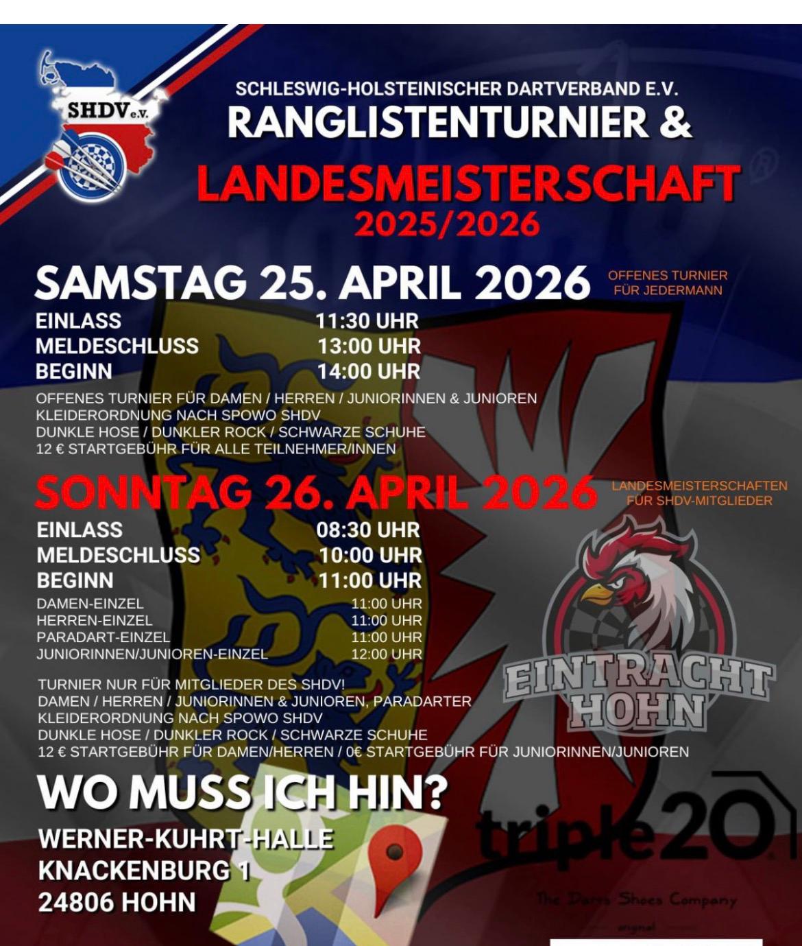 Ranglistenturnier & Landesmeisterschaft 2025/2026 SHDV - Eintracht Hohn